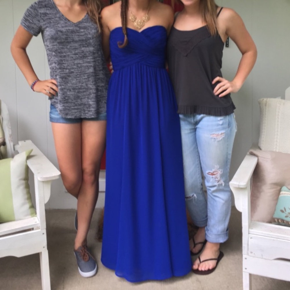 Royal Blue Strapless Prom Dress